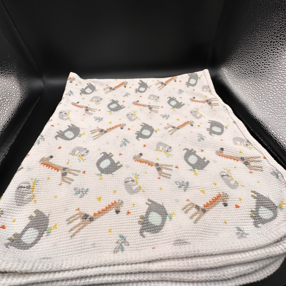 Lullaby Lane Thermal Zoo Animal Elephant Sloth thermal Waffle Weave Baby blanket